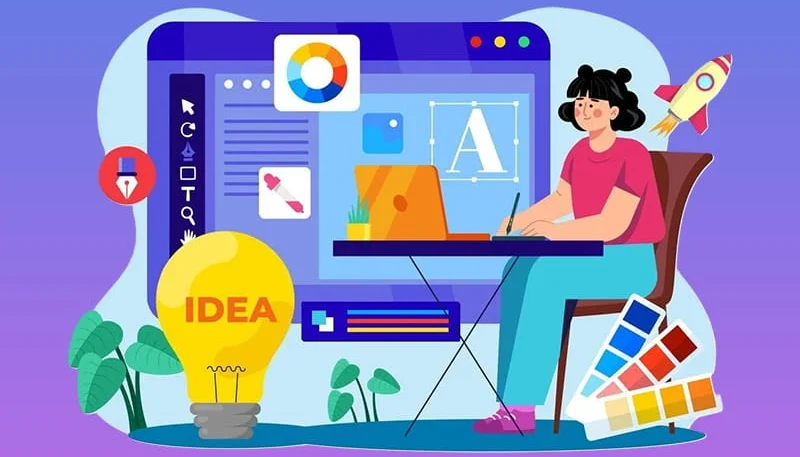Creative graphics and UI UX design services for websites and mobile apps